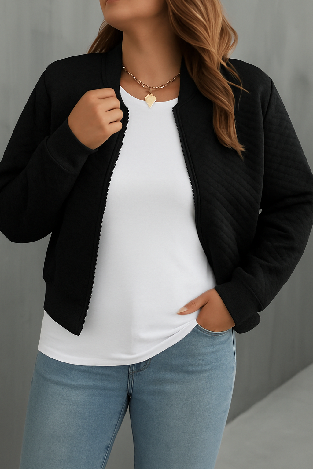 Zip Up Bomber Jacket