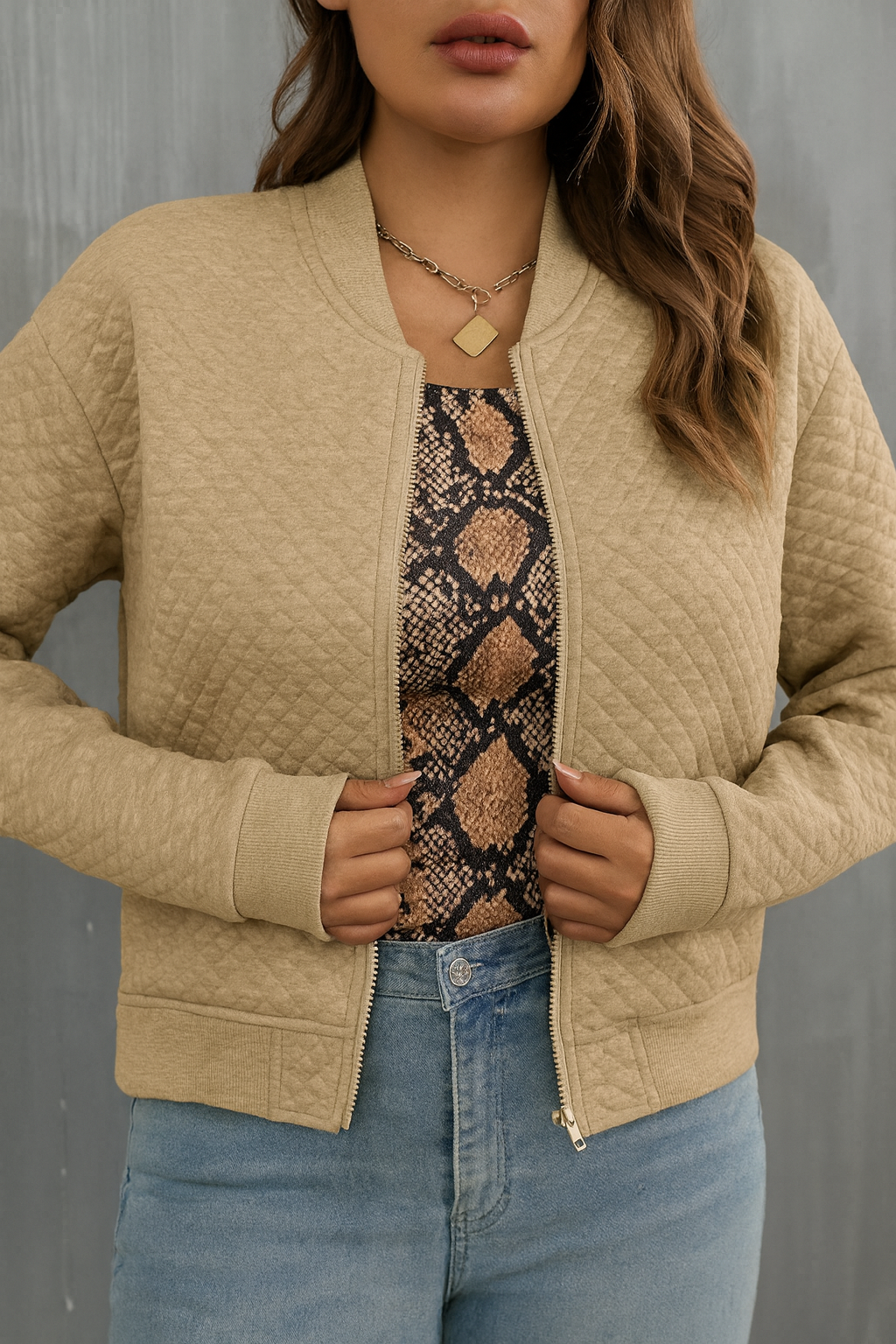 Zip Up Bomber Jacket