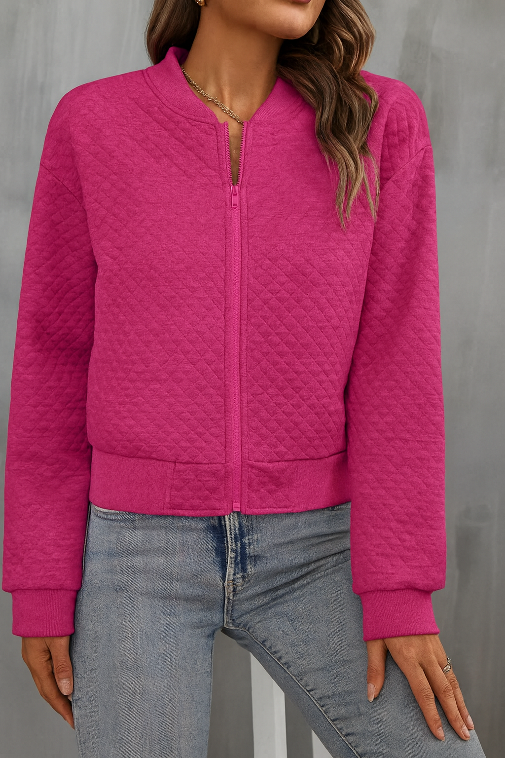 Zip Up Bomber Jacket