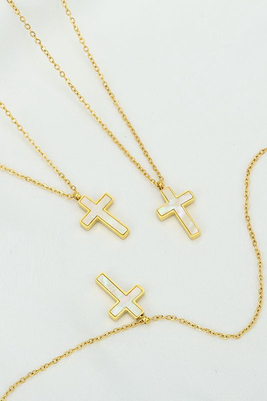 Shellstone Cross Necklace