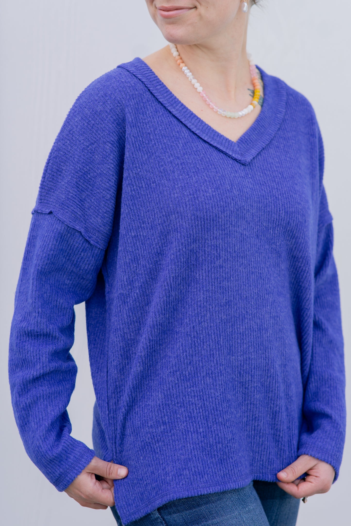 Vibrant V-Neck - Bright Blue