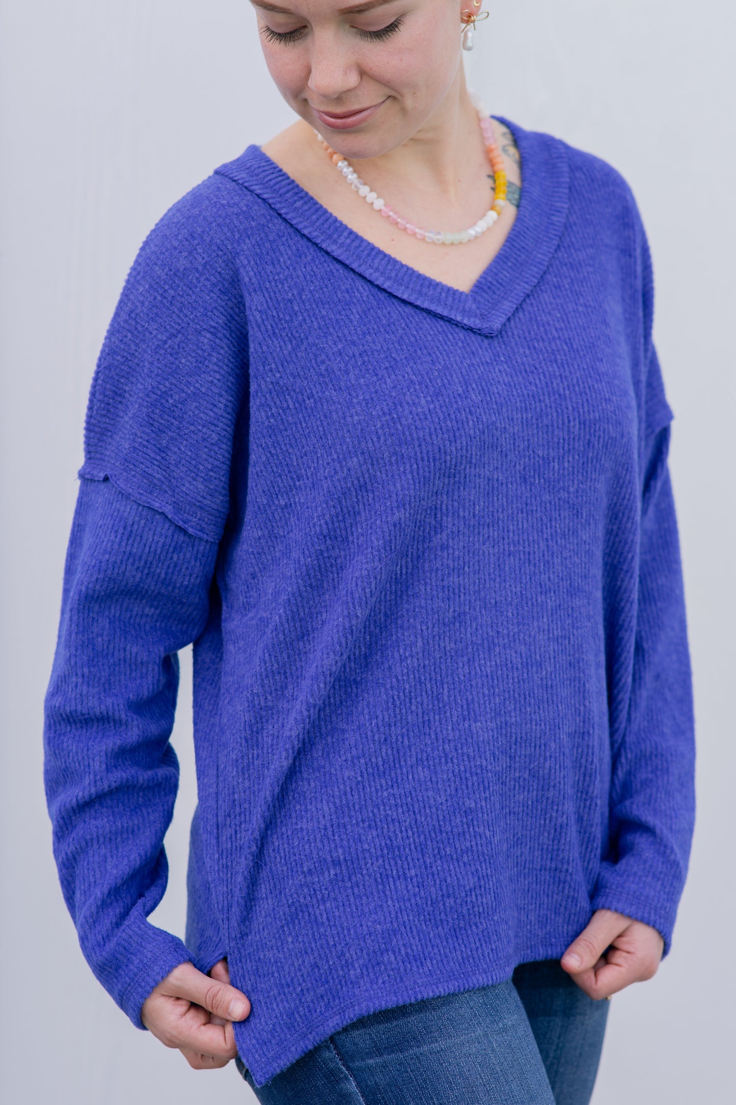 Vibrant V-Neck - Bright Blue