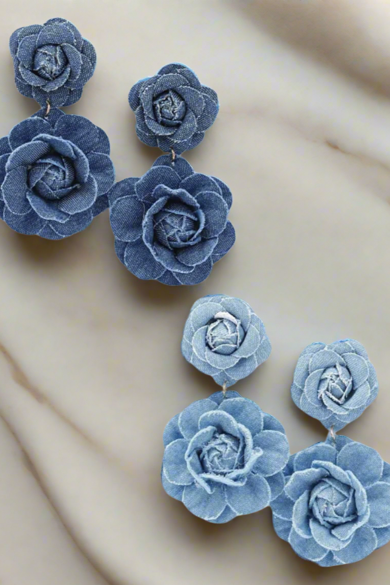 Denim Bloom Earrings