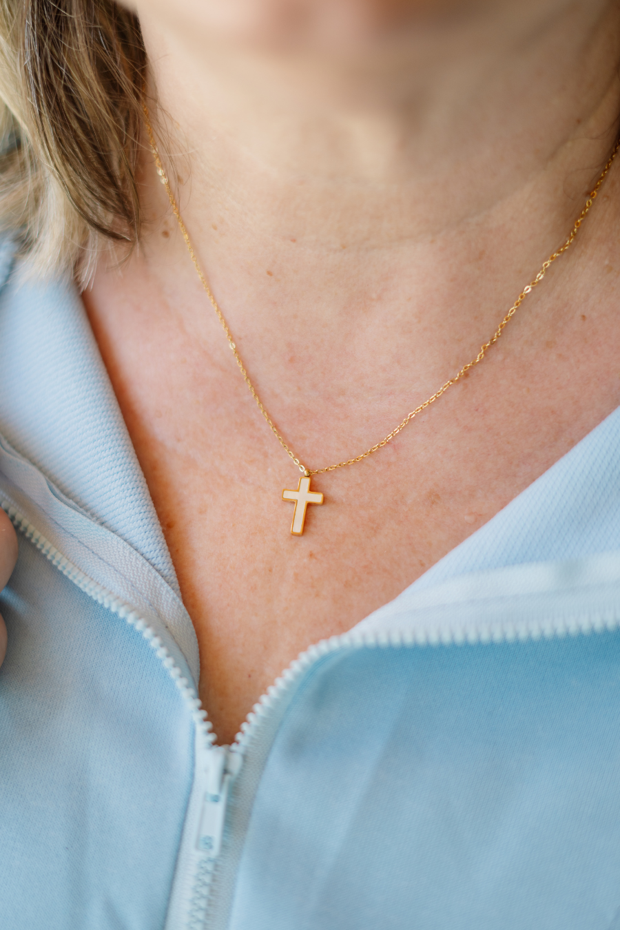Shellstone Cross Necklace