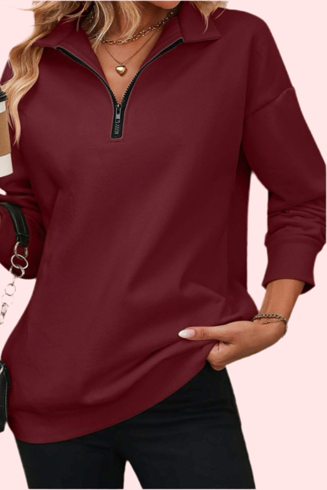 Pop & Go Quarter Zip - Cranberry