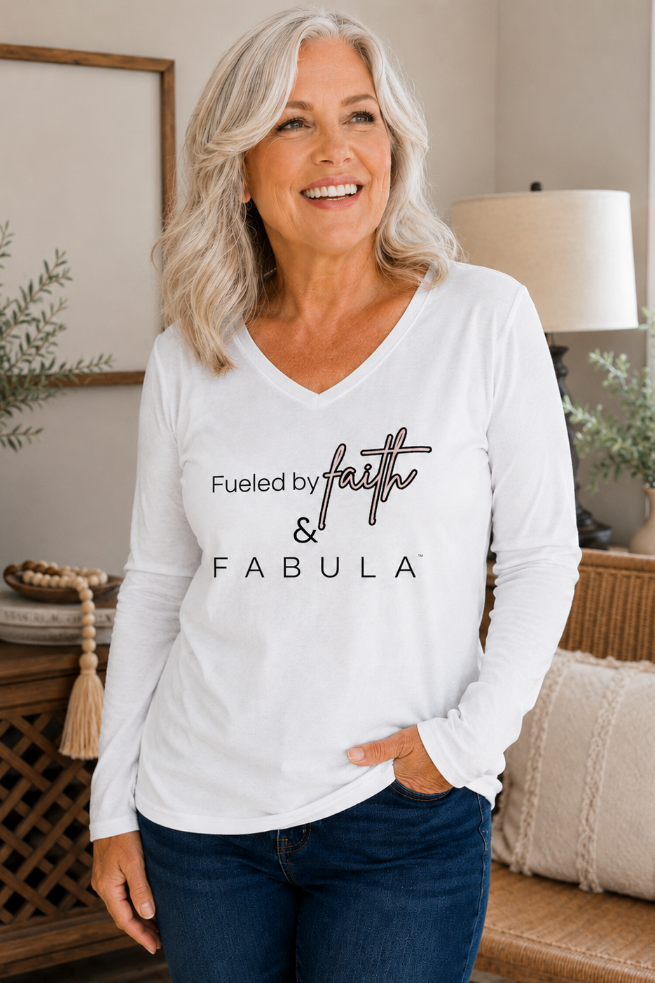 FABULA Fueled by Faith Long Sleeve V-Neck