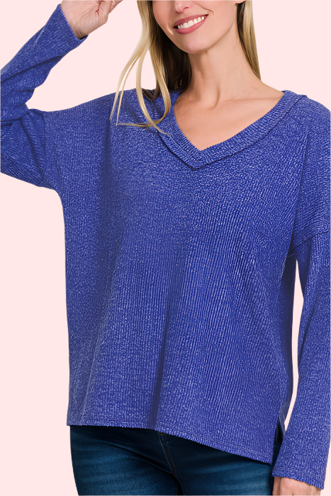 Vibrant V-Neck - Bright Blue