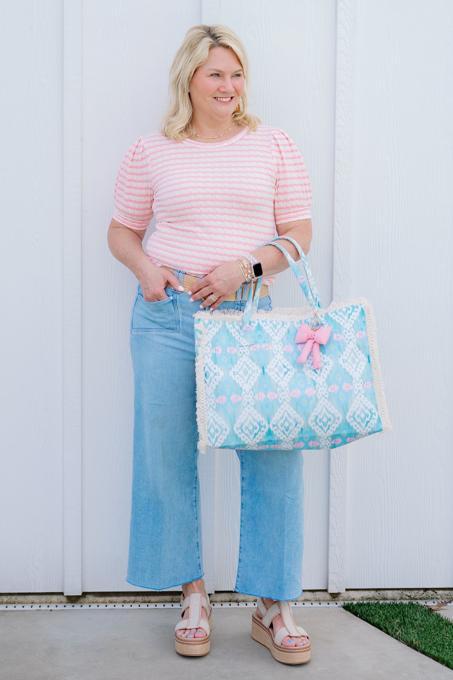 Breezy Stripes Puff Top