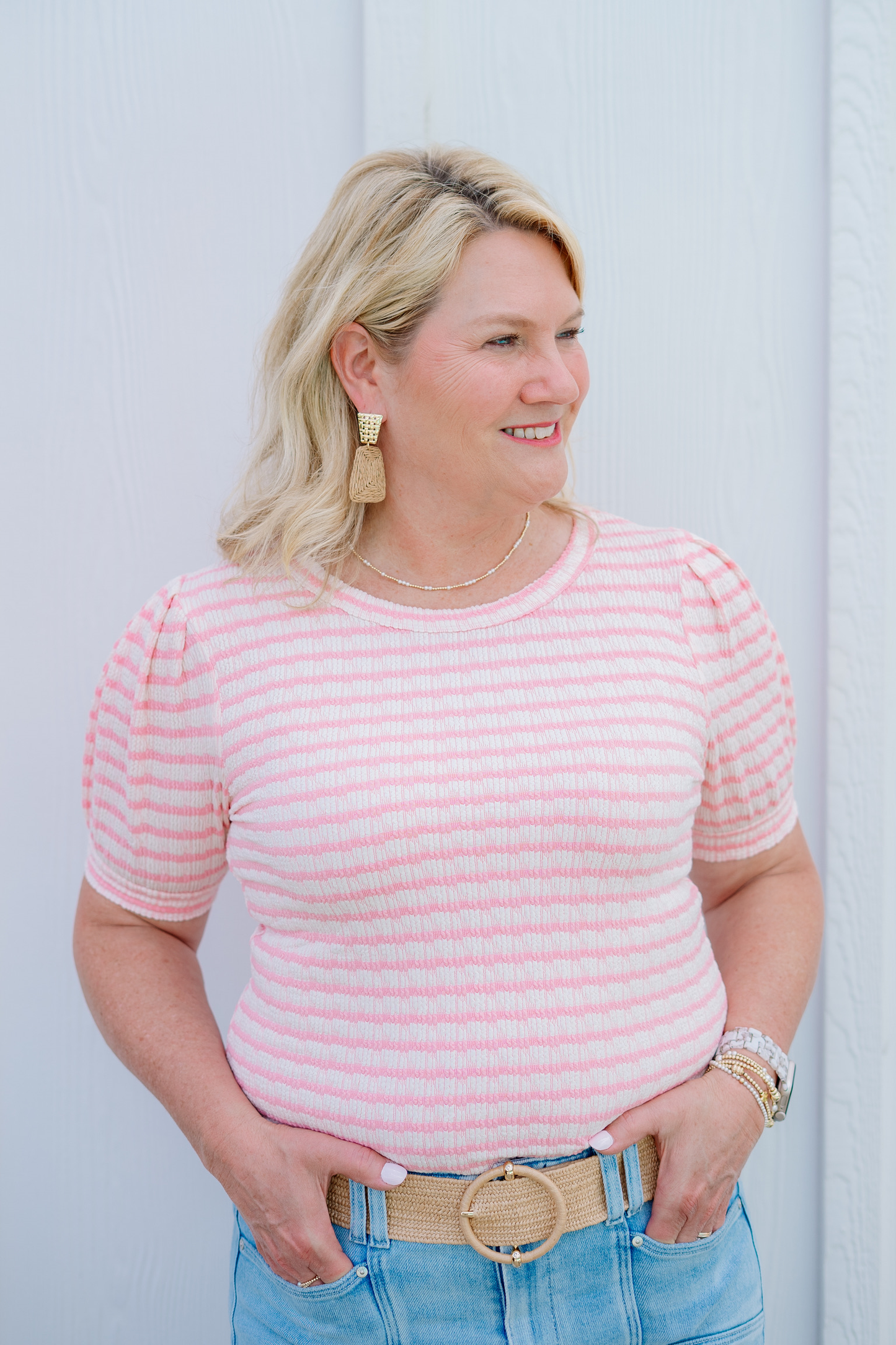 Breezy Stripes Puff Top