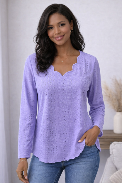 Easy Eyelet V-Neck Top