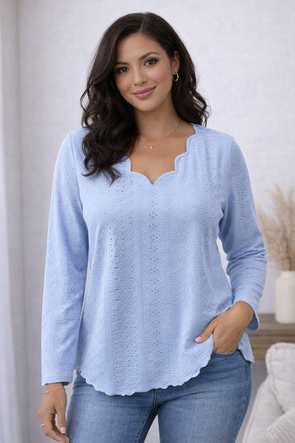 Easy Eyelet V-Neck Top