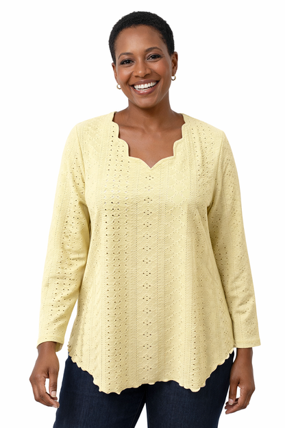 Easy Eyelet V-Neck Top