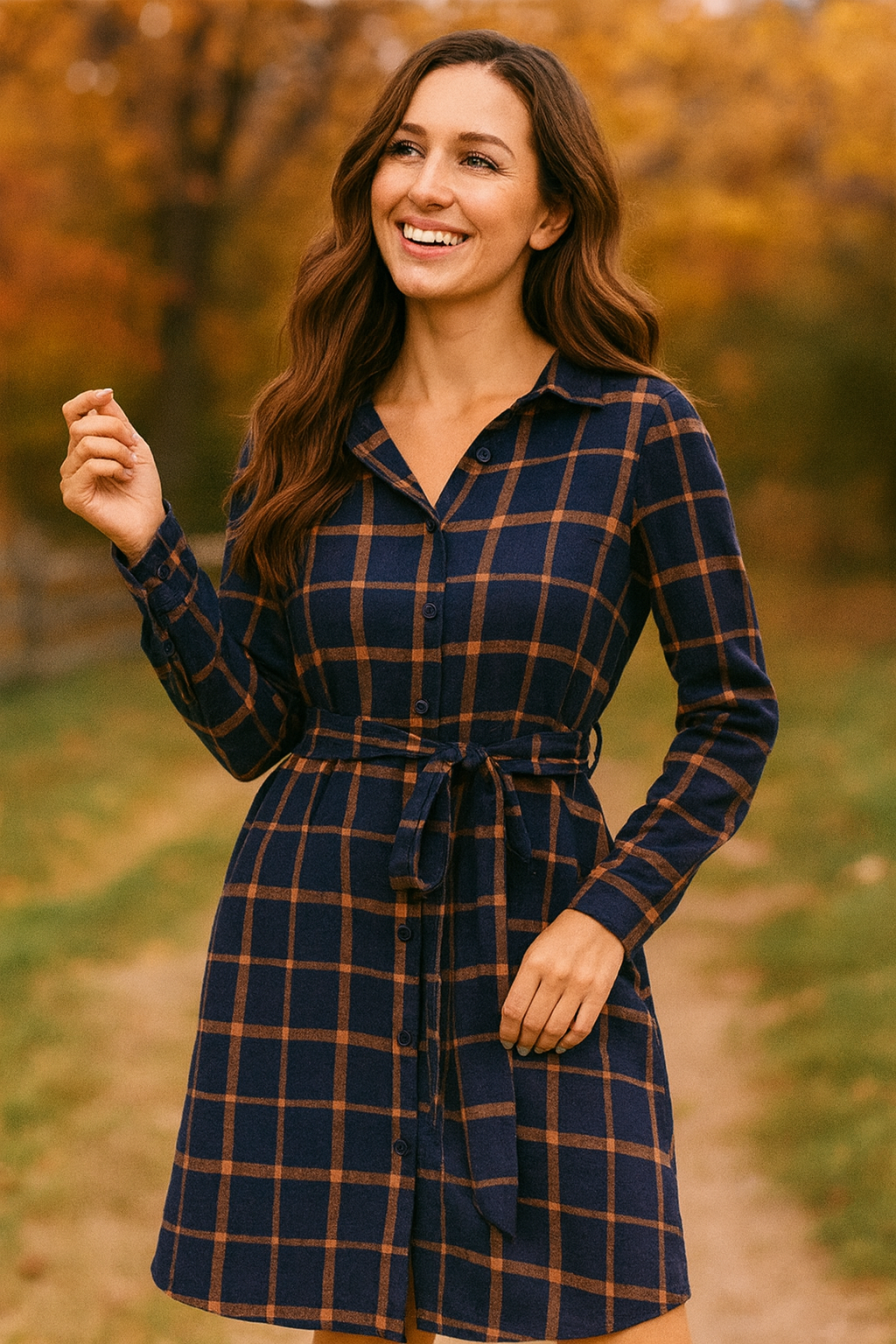 Fall Plaid Midi Dress