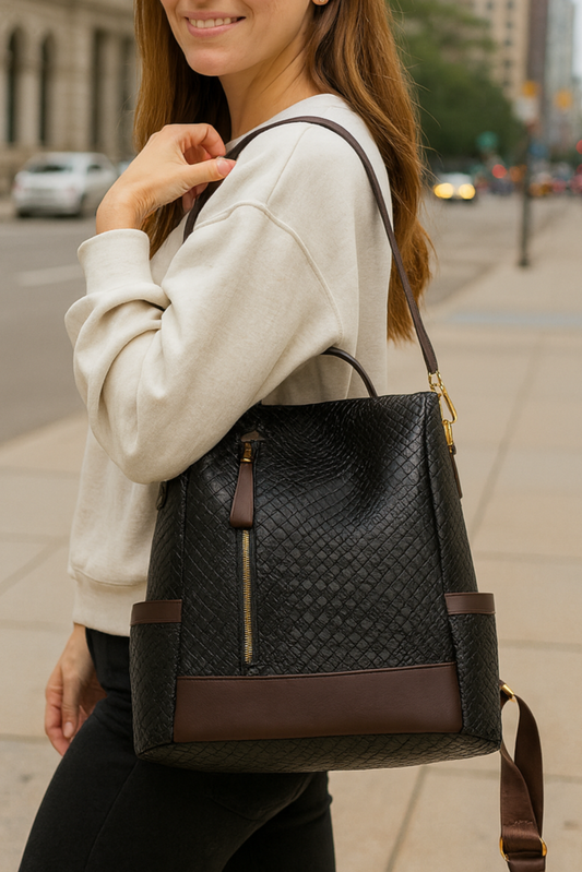 Convertible Backpack - Black & Latte