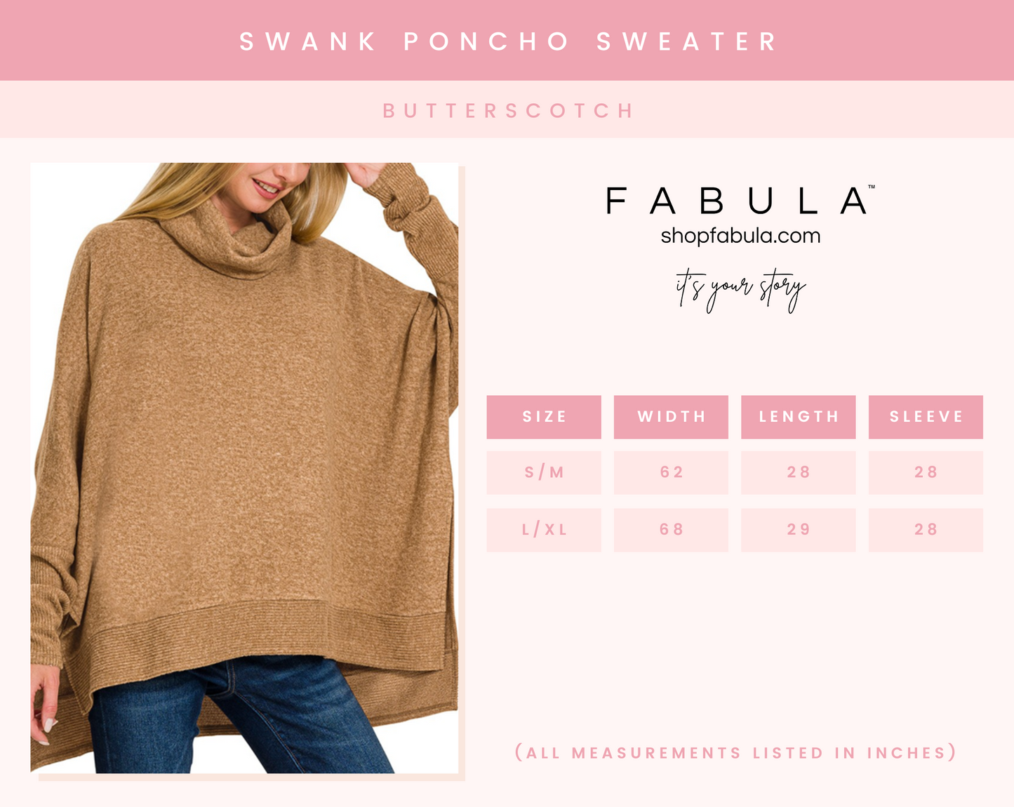 Swank Poncho Sweater - Butterscotch