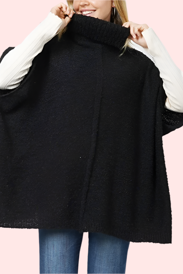 Knit Me Up Turtleneck Pullover - Black