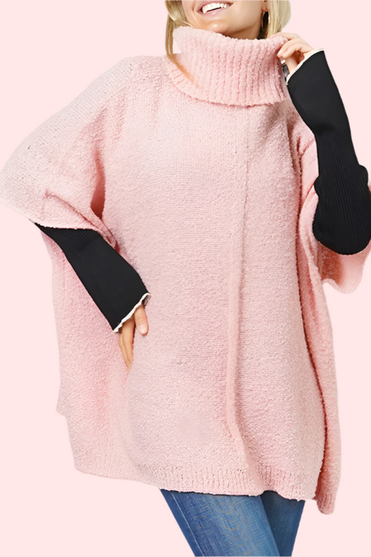 Knit Me Up Turtleneck Pullover - Blush