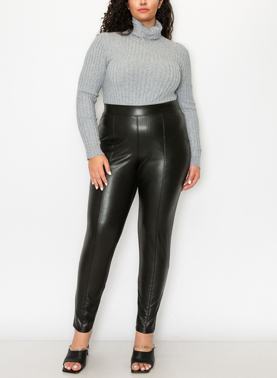 Rebel High-Rise Faux Leather Leggings - Plus - Black