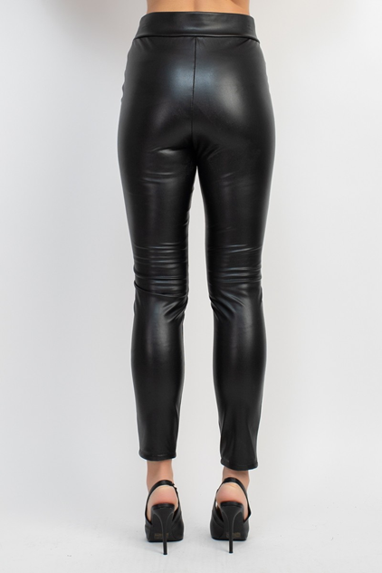 Rebel High-Rise Faux Leather Leggings - Black