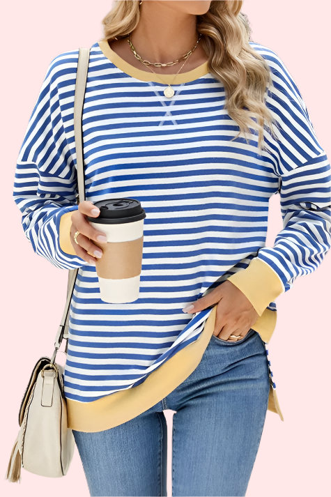 Stripe Me Happy Pullover - Blue & Yellow