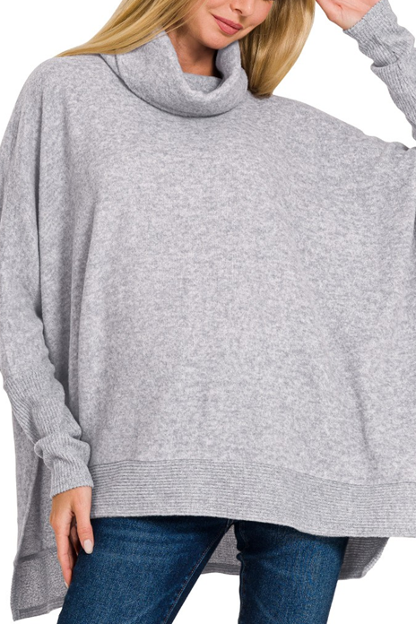 Swank Poncho Sweater - Grey