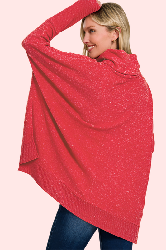 Swank Poncho Sweater - Red