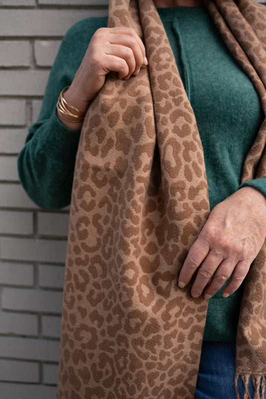 Lovely In Leopard Scarf - Taupe