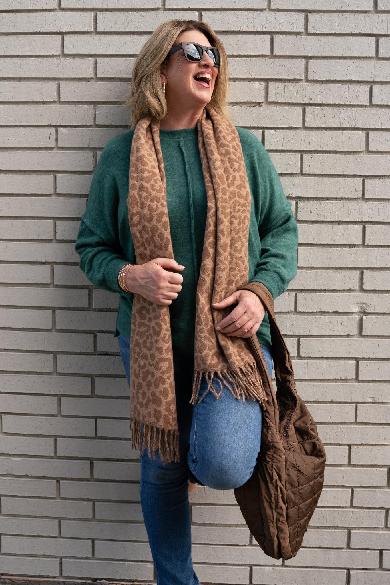Lovely In Leopard Scarf - Taupe