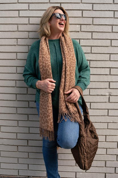 Lovely In Leopard Scarf - Taupe