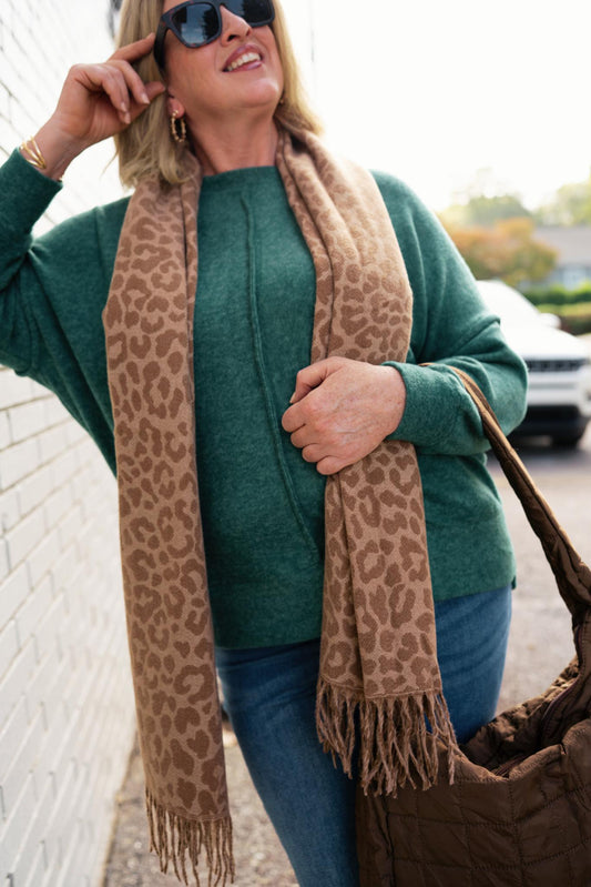 Lovely In Leopard Scarf - Taupe