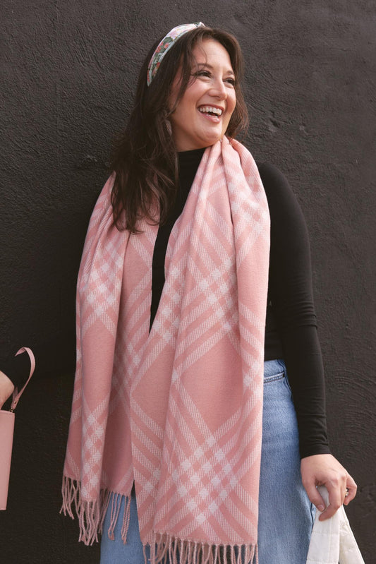 Mad For Plaid Scarf - Blush